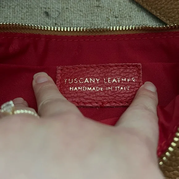 RARE Tuscany Leather Camel Double Sling Bag - Picture 13 of 15